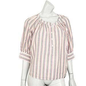 XiRENA Women's Pullover Blouse Multi color Stripe Half Sleeve size XS